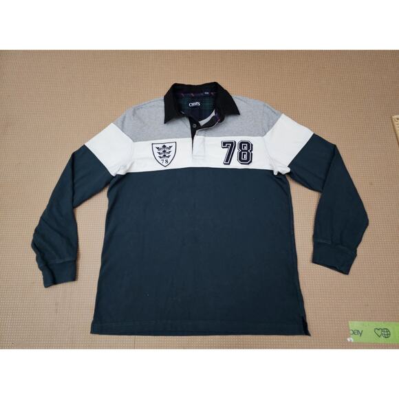 Chaps Polo Shirt Men's Size Medium Colorblock Vent Rugby Long Sleeve - Picture 3 of 12